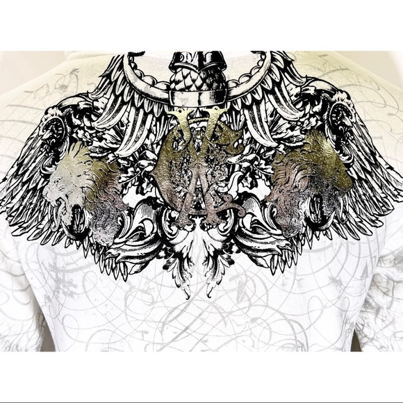 Xtreme Couture by Affliction Men's Zip Up Sweatshirt Hoodie Cast Iron Wings Bike - Picture 12 of 15